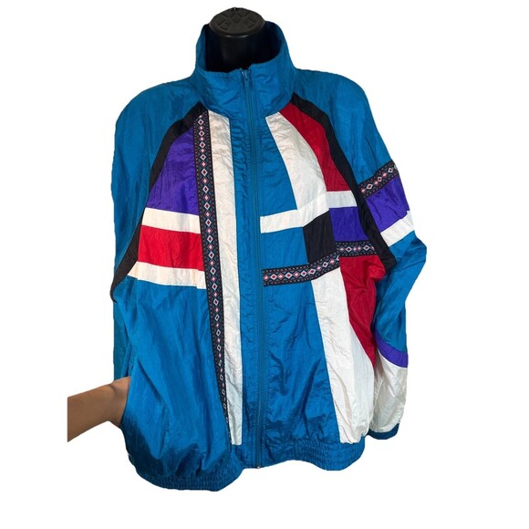 Sunterra Vintage 90s Spirit boho tribal LG Wind Breaker Full Zip Jacket Aztec - Picture 9 of 16